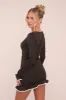 Black Contrast Edge Frill Hem Mini Dress - Agatha sold by Rebellious Fashion