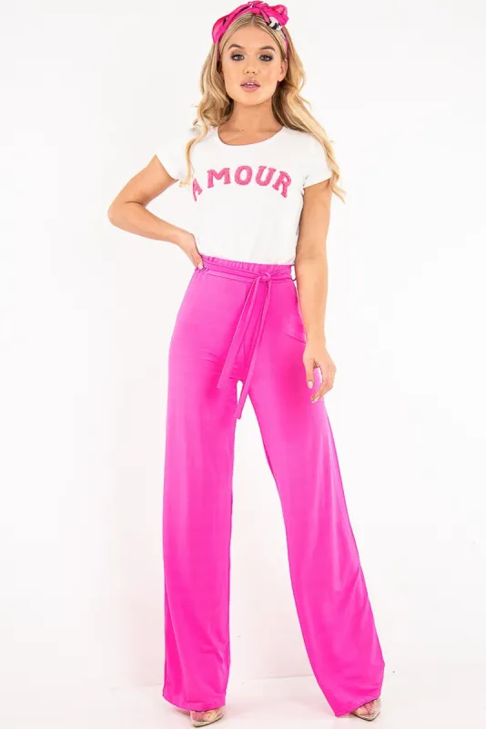 White Pink Amour Textured Slogan Tee - Andelyn sold by Rebellious Fashion