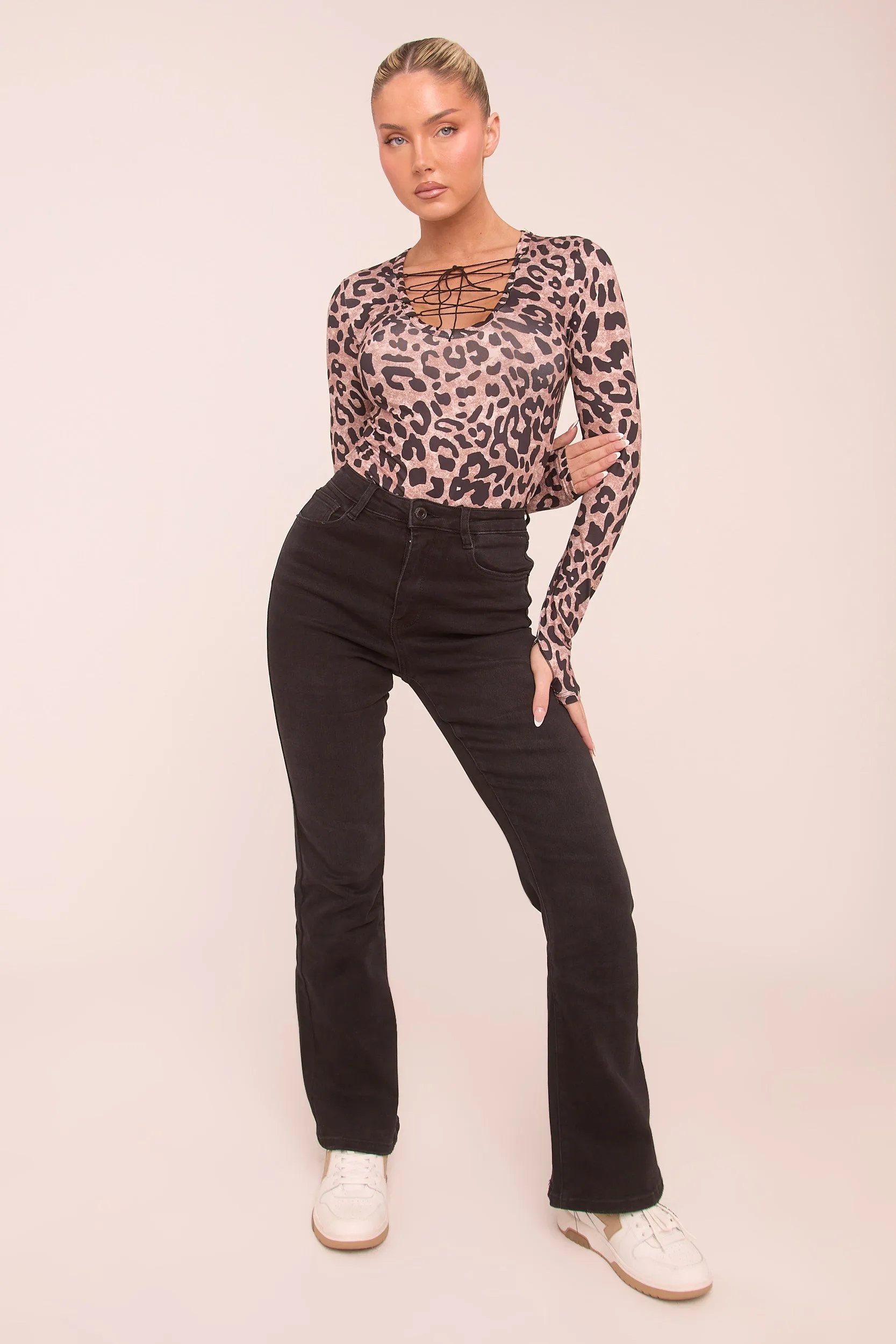 Black High Waist Kick Flare Denim Jeans - Aspen sold by Rebellious Fashion product image thumbnail 4