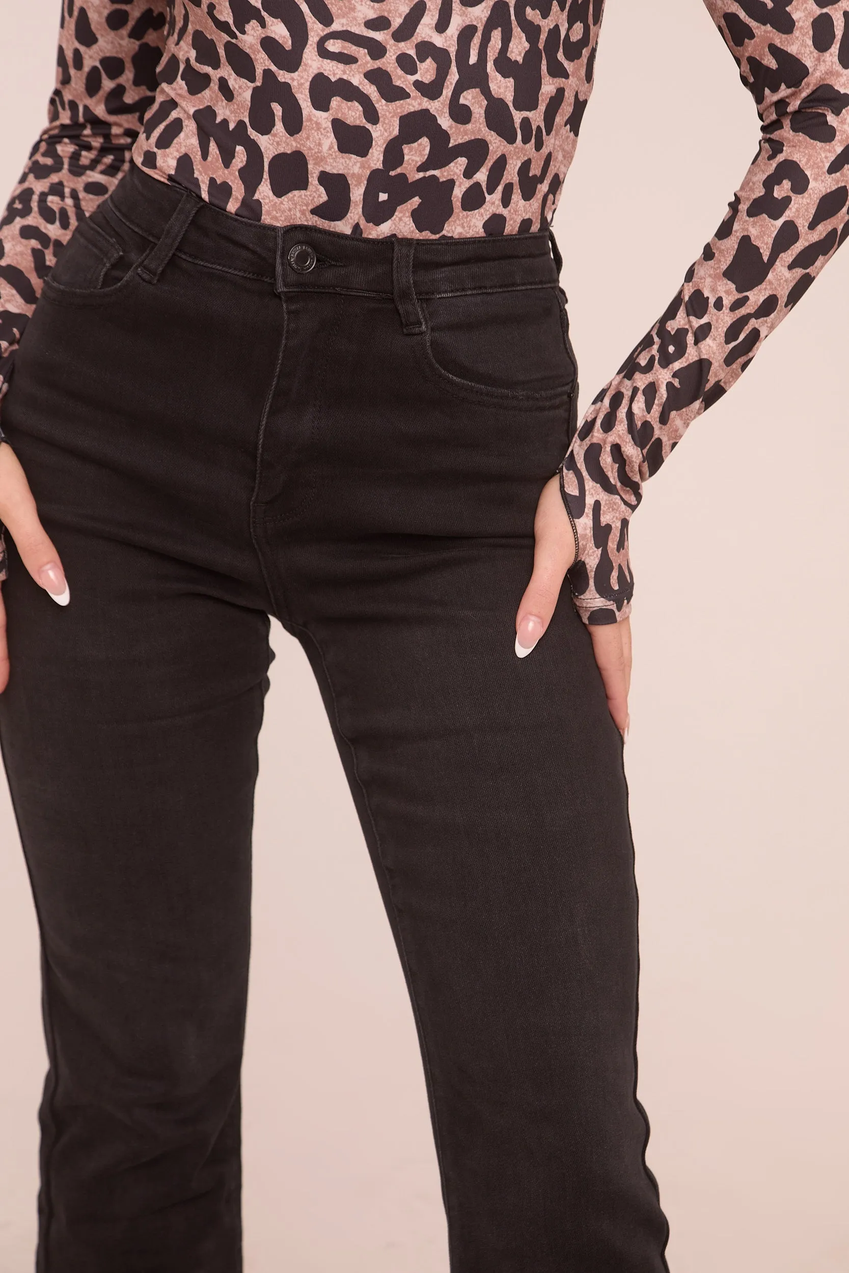 Black High Waist Kick Flare Denim Jeans - Aspen sold by Rebellious Fashion product image thumbnail 5