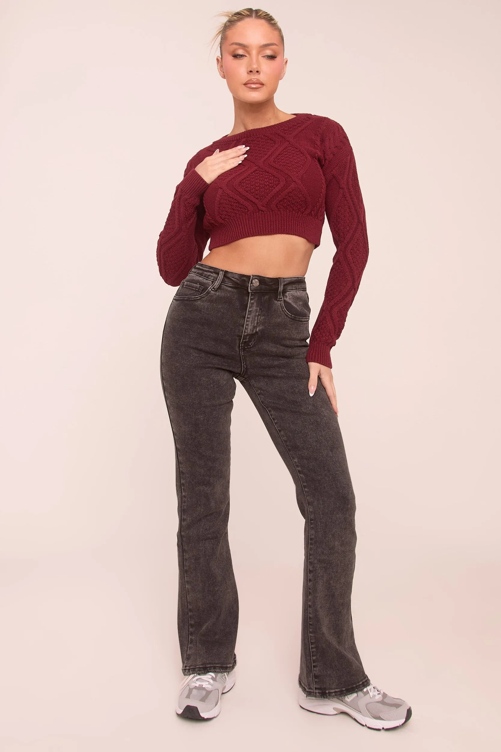 Charcoal High Waist Kick Flare Denim Jeans - Aspen sold by Rebellious Fashion product image thumbnail 2