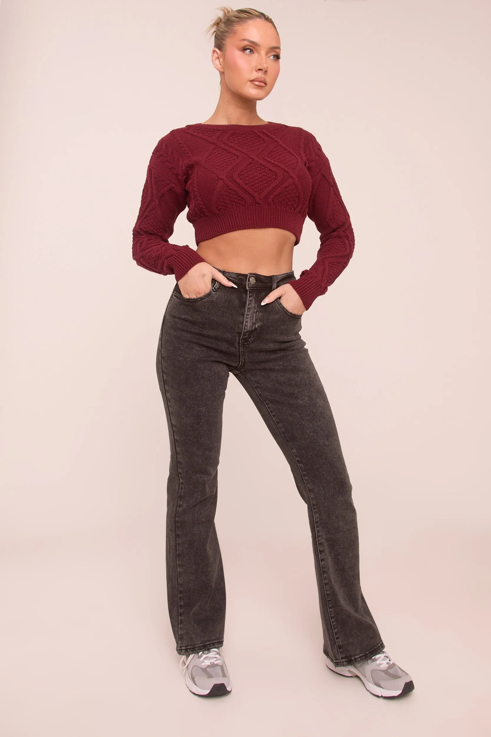 Charcoal High Waist Kick Flare Denim Jeans - Aspen sold by Rebellious Fashion product image thumbnail 3