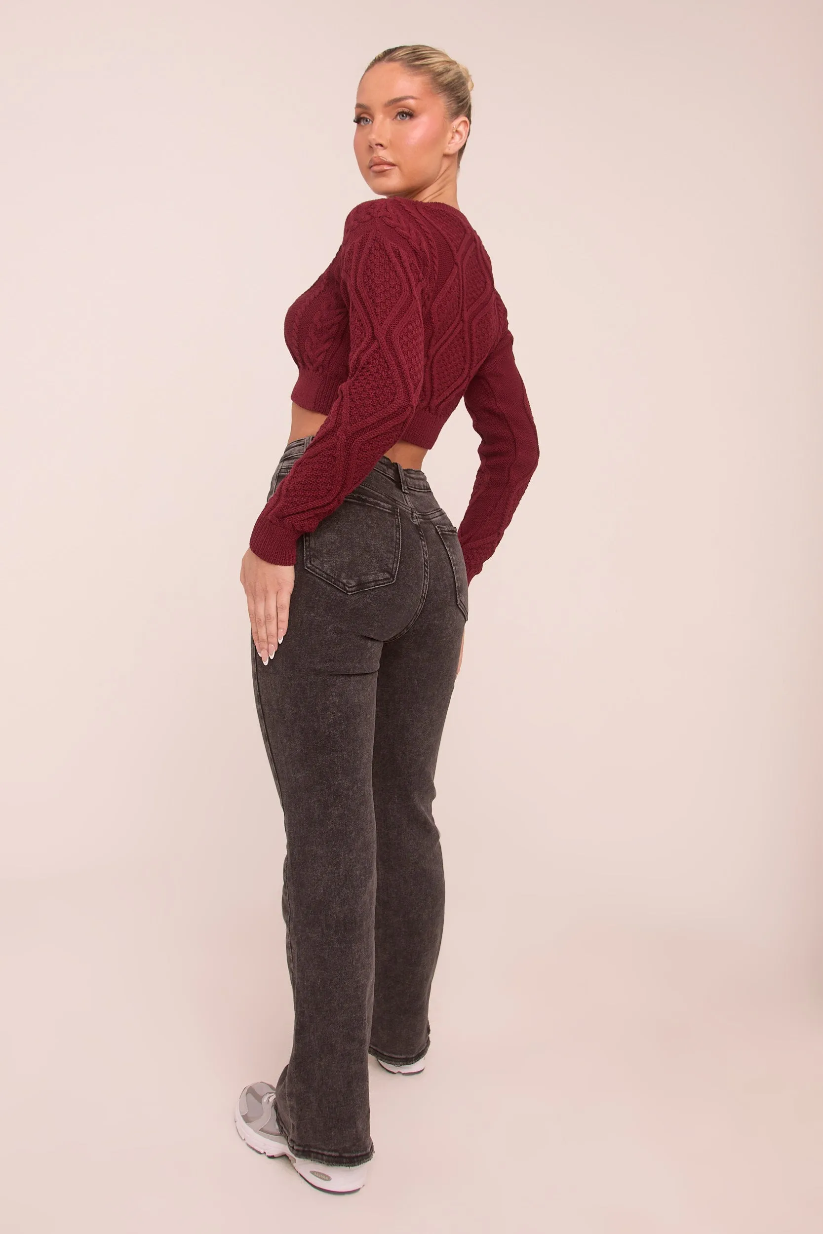 Charcoal High Waist Kick Flare Denim Jeans - Aspen sold by Rebellious Fashion product image thumbnail 5