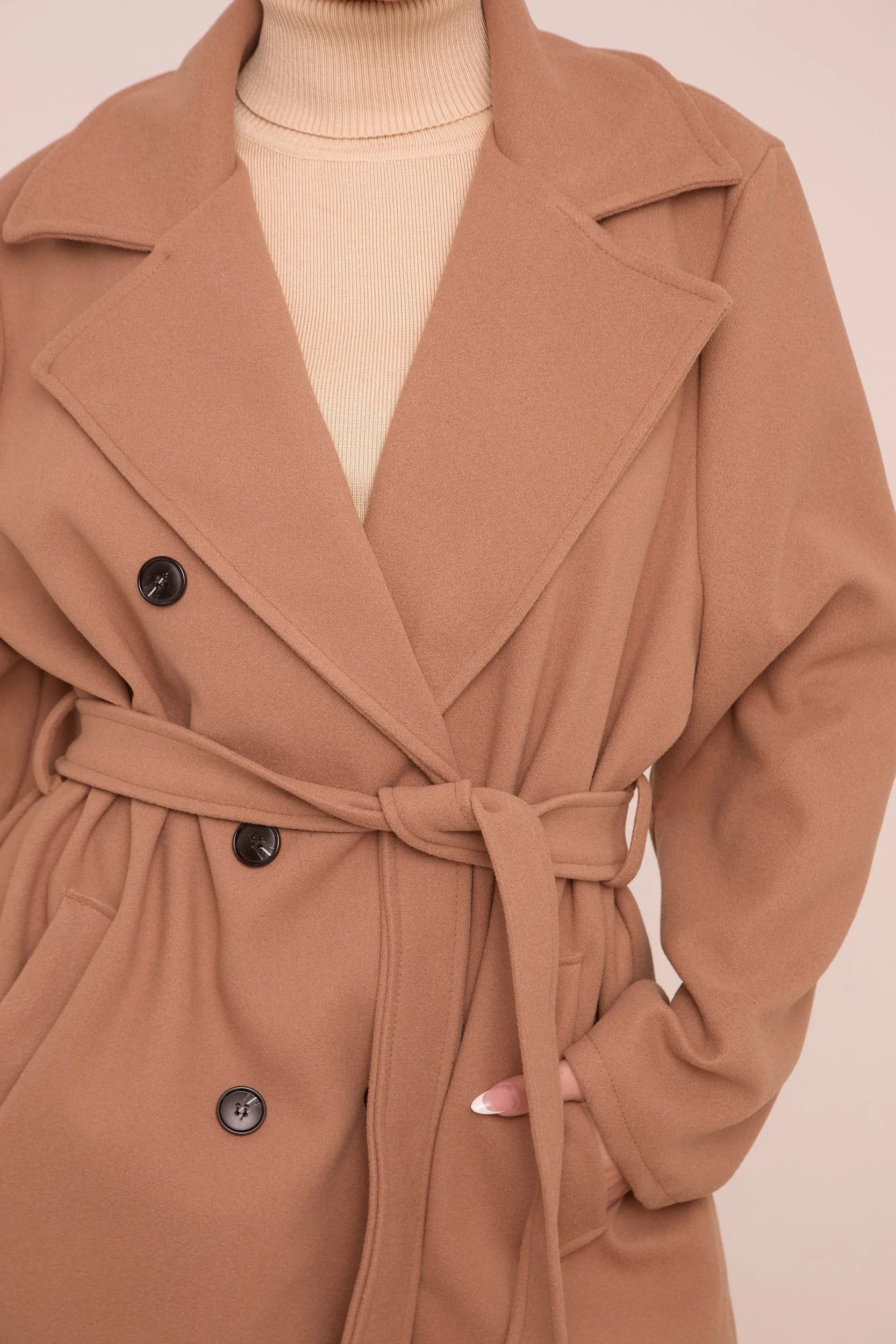 Camel Oversized Double Breasted Wool Look Coat - Eloise sold by Rebellious Fashion product image thumbnail 3