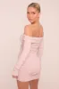 Pink Lurex Bardot Ruched Bodycon Mini Dress - Vivian sold by Rebellious Fashion