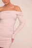 Pink Lurex Bardot Ruched Bodycon Mini Dress - Vivian sold by Rebellious Fashion