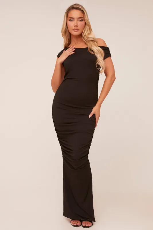 Black One Shoulder Bodycon Maxi Dress - Nadine sold by Rebellious Fashion