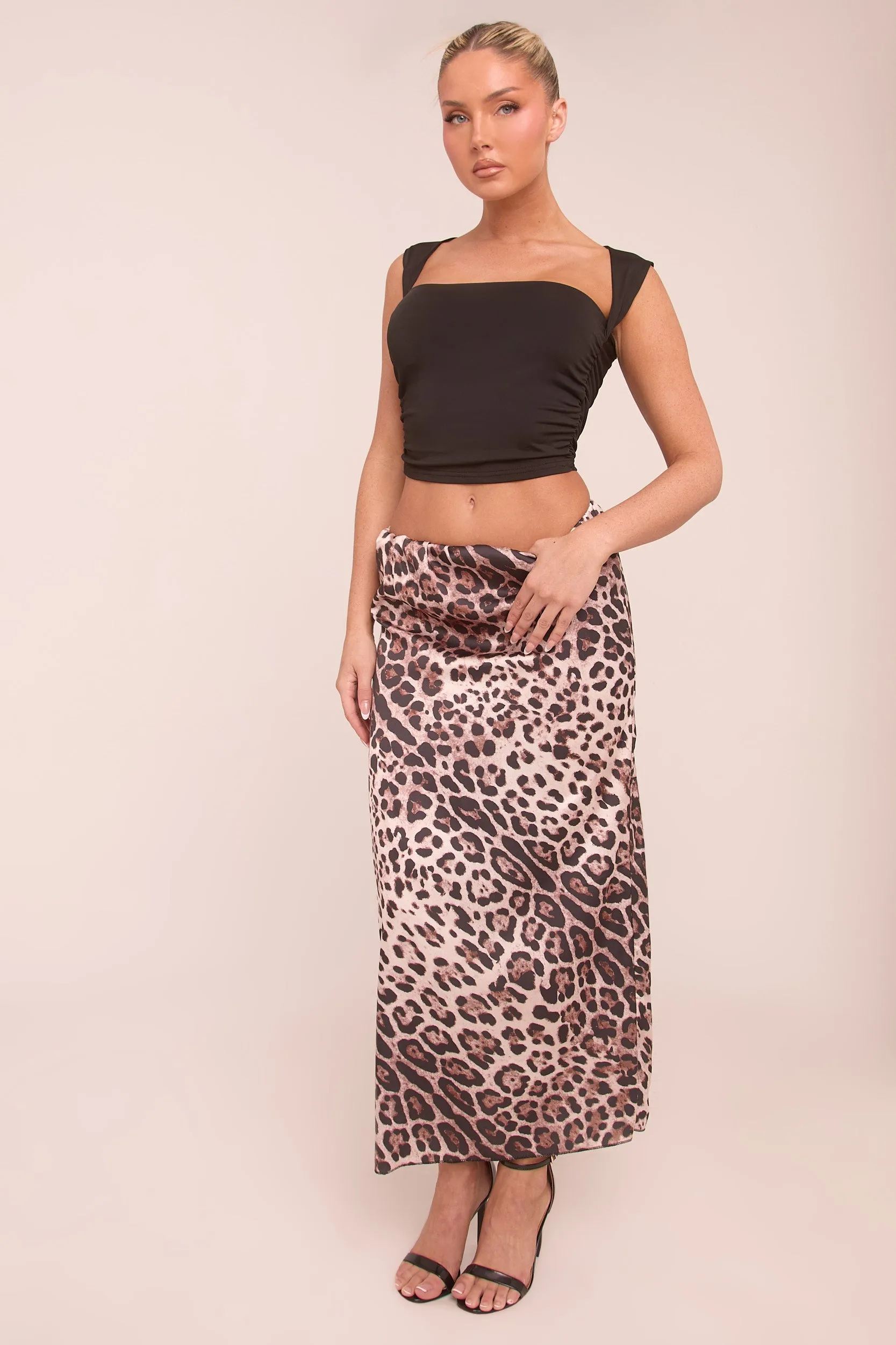 Black Square Neck Ruching Detail Cropped Top - Felicity sold by Rebellious Fashion product image thumbnail 4