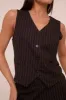 Black Pin Stripe Sleeveless Waist Coat - Danita sold by Rebellious Fashion