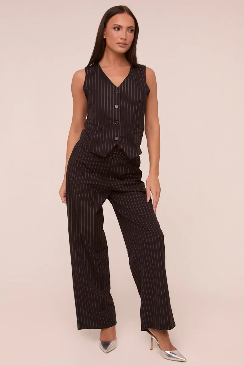 Black Pin Stripe Sleeveless Waist Coat - Danita sold by Rebellious Fashion product image thumbnail 2