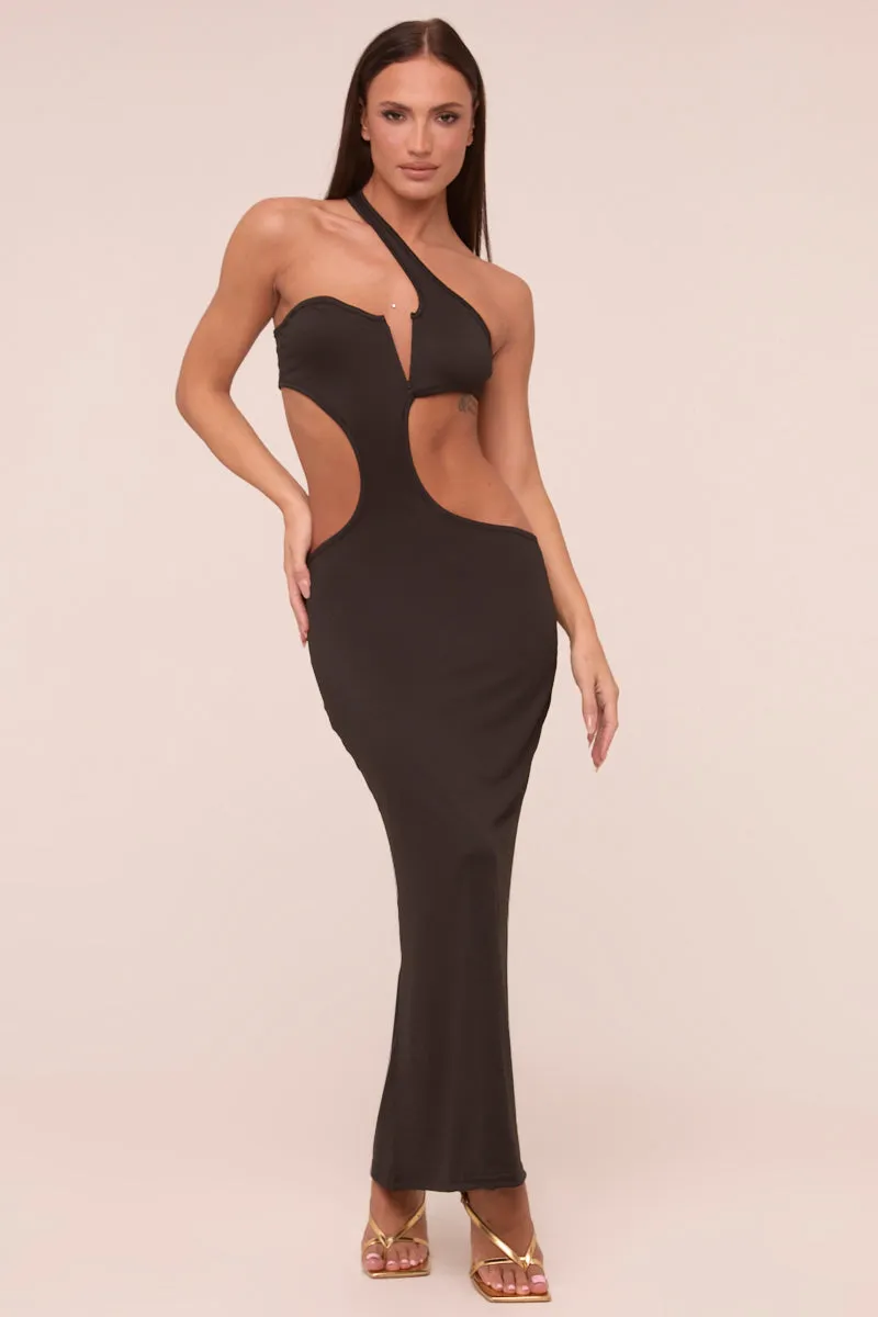 Black Cut Out Detail Bandeau Maxi Dress - Valerie sold by Rebellious Fashion