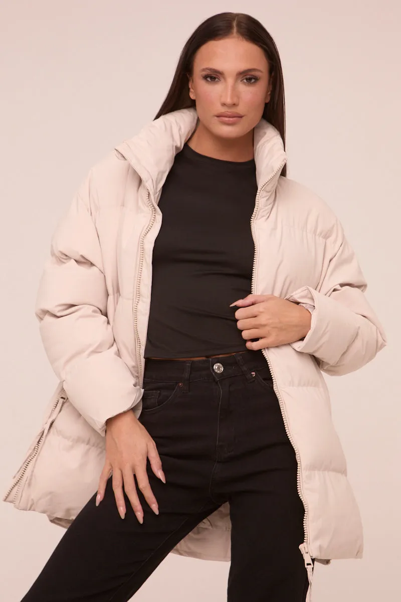 Stone High Neck Zip Fastening Puffer Jacket - Camelia sold by Rebellious Fashion product image thumbnail 5