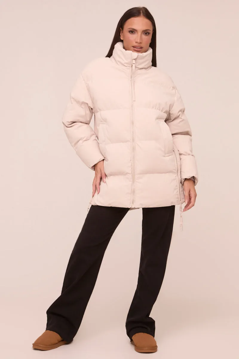 Stone High Neck Zip Fastening Puffer Jacket - Camelia sold by Rebellious Fashion product image thumbnail 3