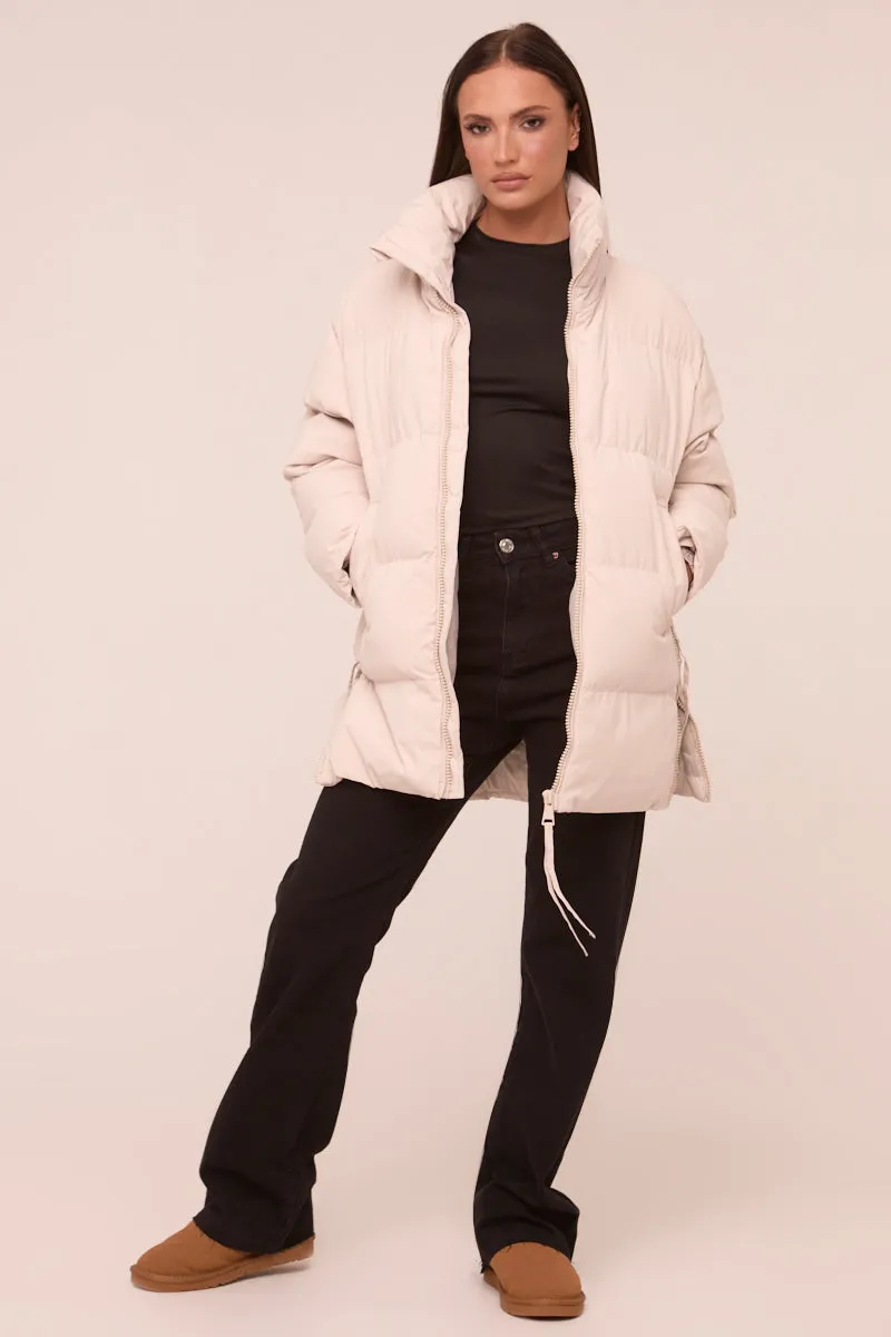 Stone High Neck Zip Fastening Puffer Jacket - Camelia sold by Rebellious Fashion product image thumbnail 2
