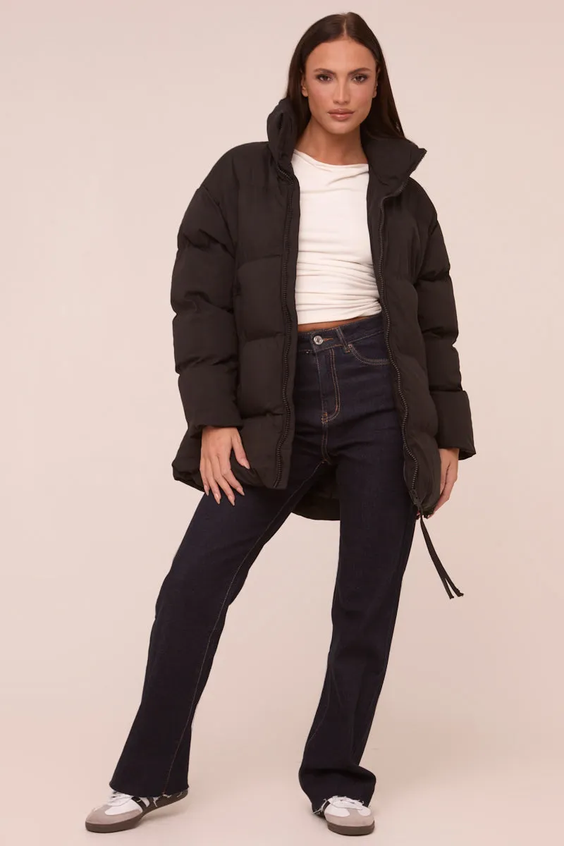 Black High Neck Zip Fastening Puffer Jacket - Camelia sold by Rebellious Fashion product image thumbnail 5