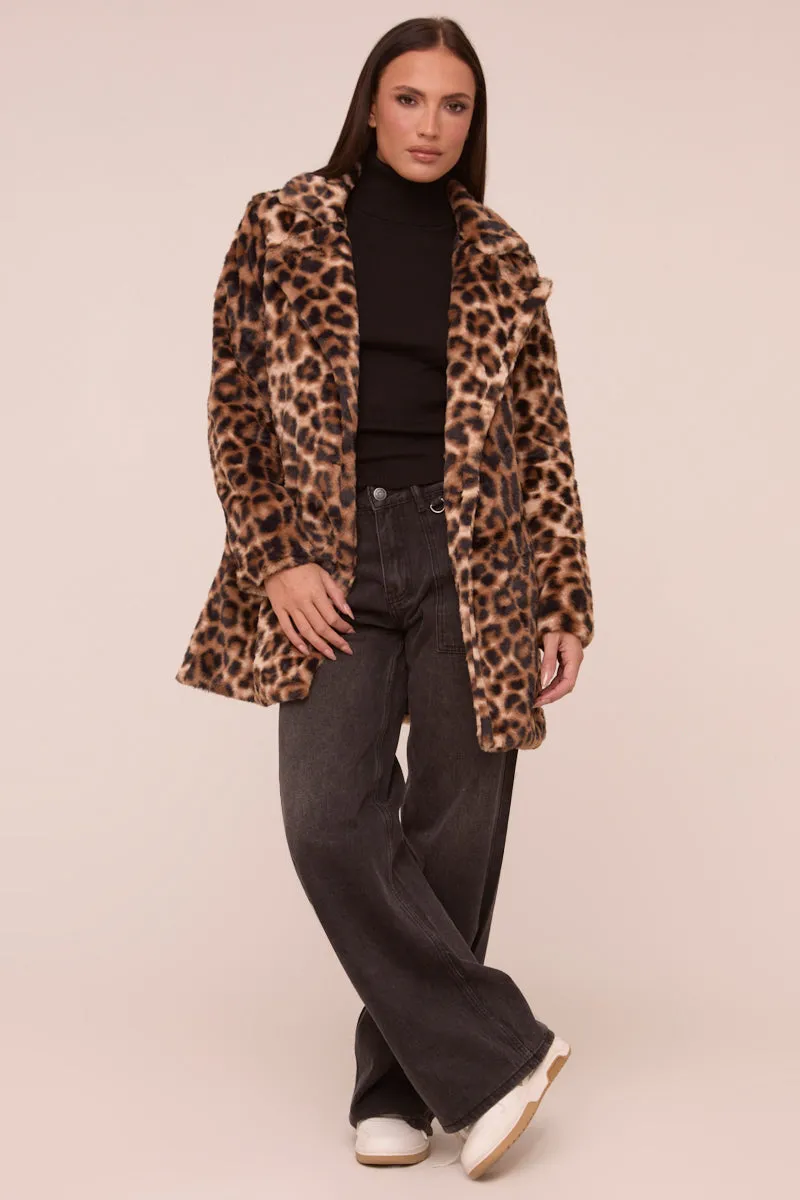 Brown Leopard Print Faux Fur Coats - Yasmin sold by Rebellious Fashion product image thumbnail 2