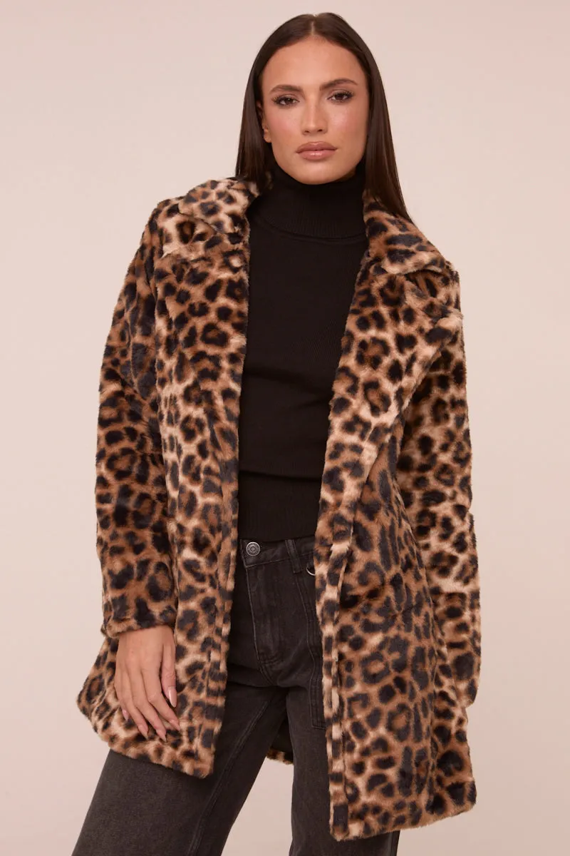 Brown Leopard Print Faux Fur Coats - Yasmin sold by Rebellious Fashion