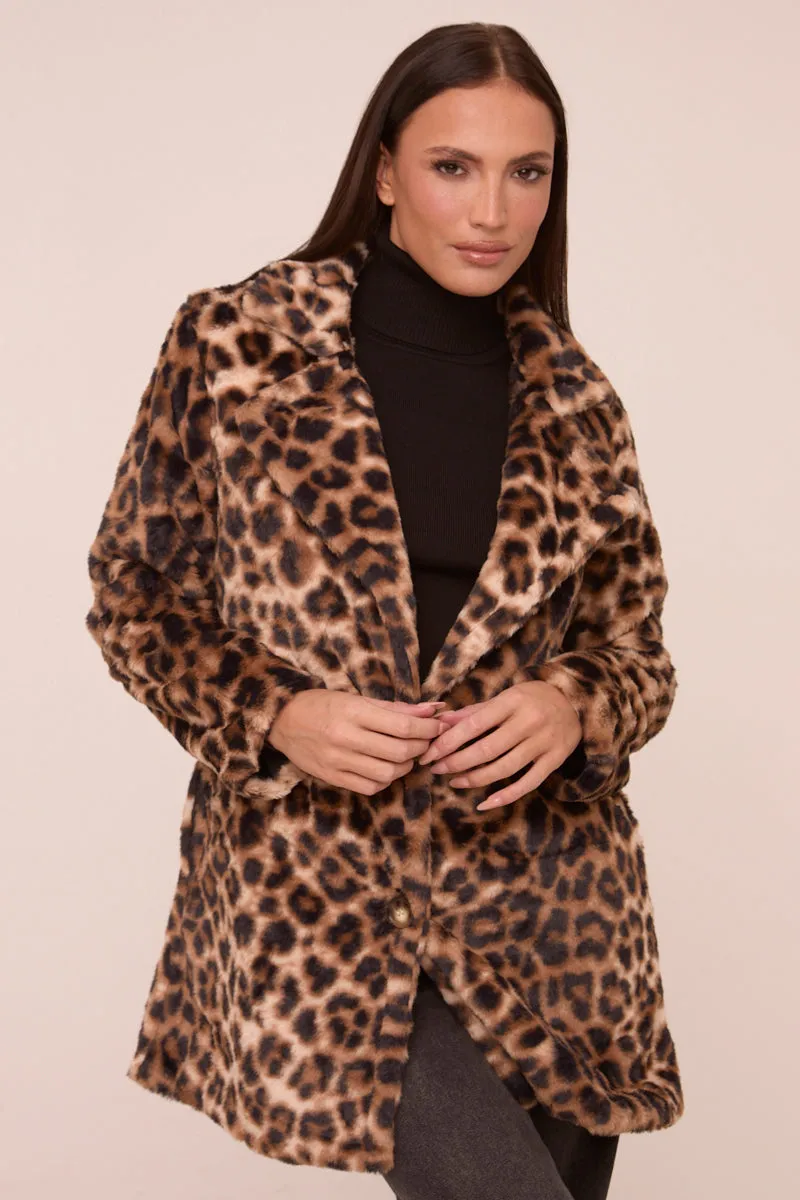 Brown Leopard Print Faux Fur Coats - Yasmin sold by Rebellious Fashion product image thumbnail 5