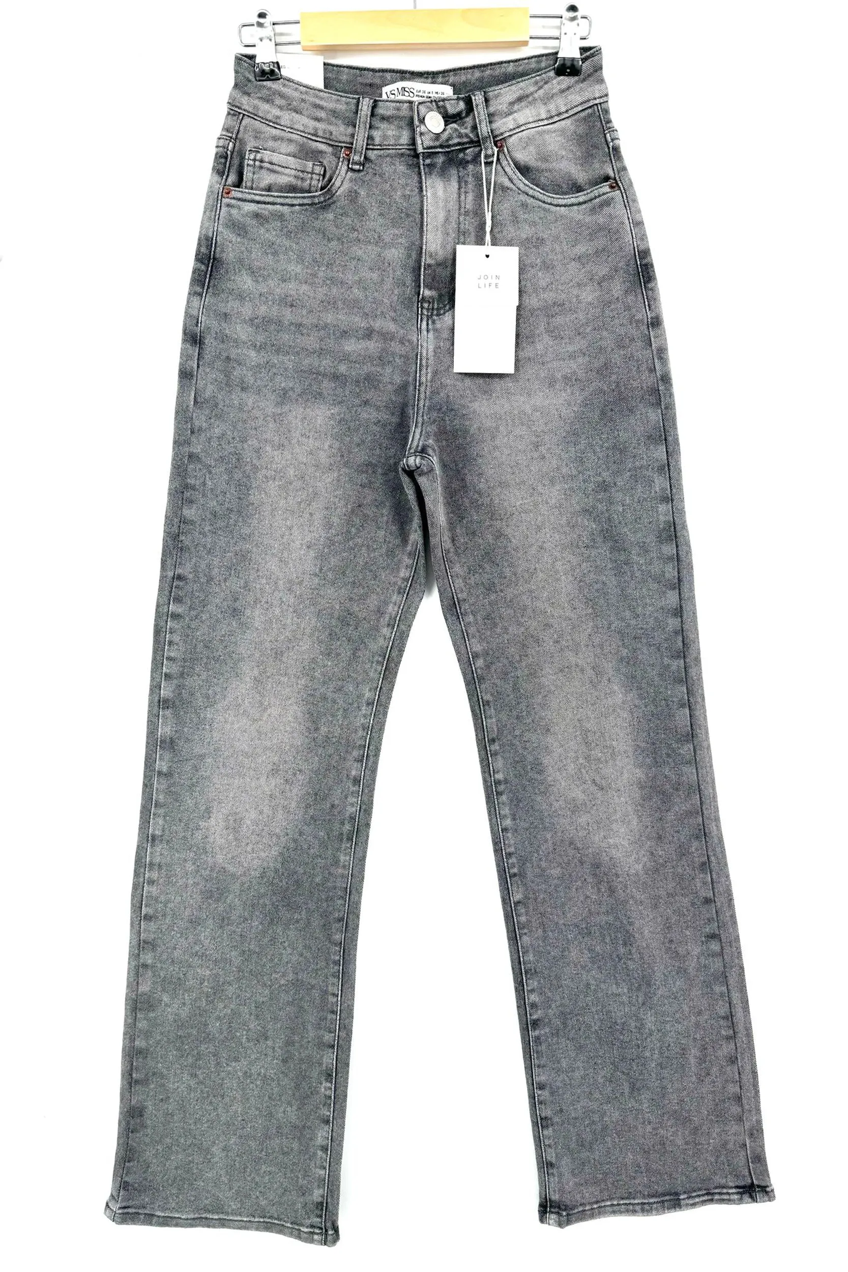 Dark Grey Stretch Straight Leg Jeans - Scarlett sold by Rebellious Fashion