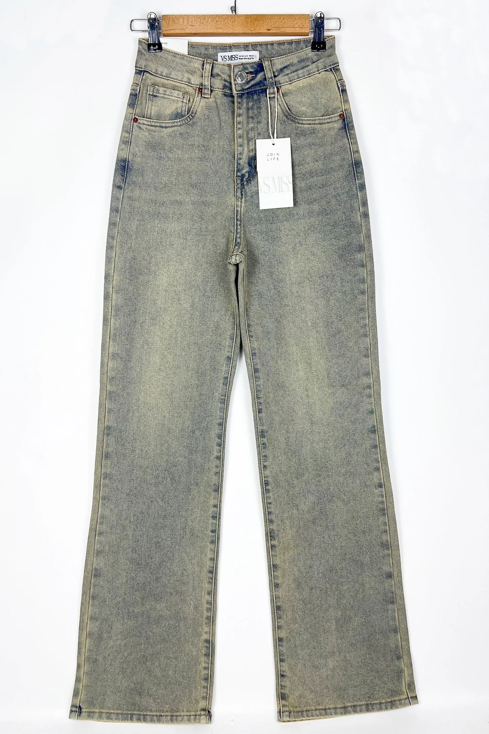 Acid Grey Stretch Straight Leg Jeans - Scarlett sold by Rebellious Fashion