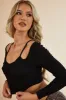 Black Corset Detail Cropped Top - Alina sold by Rebellious Fashion
