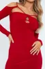 Red Cut Out Shoulders Slinky Mini Dress - Selena sold by Rebellious Fashion