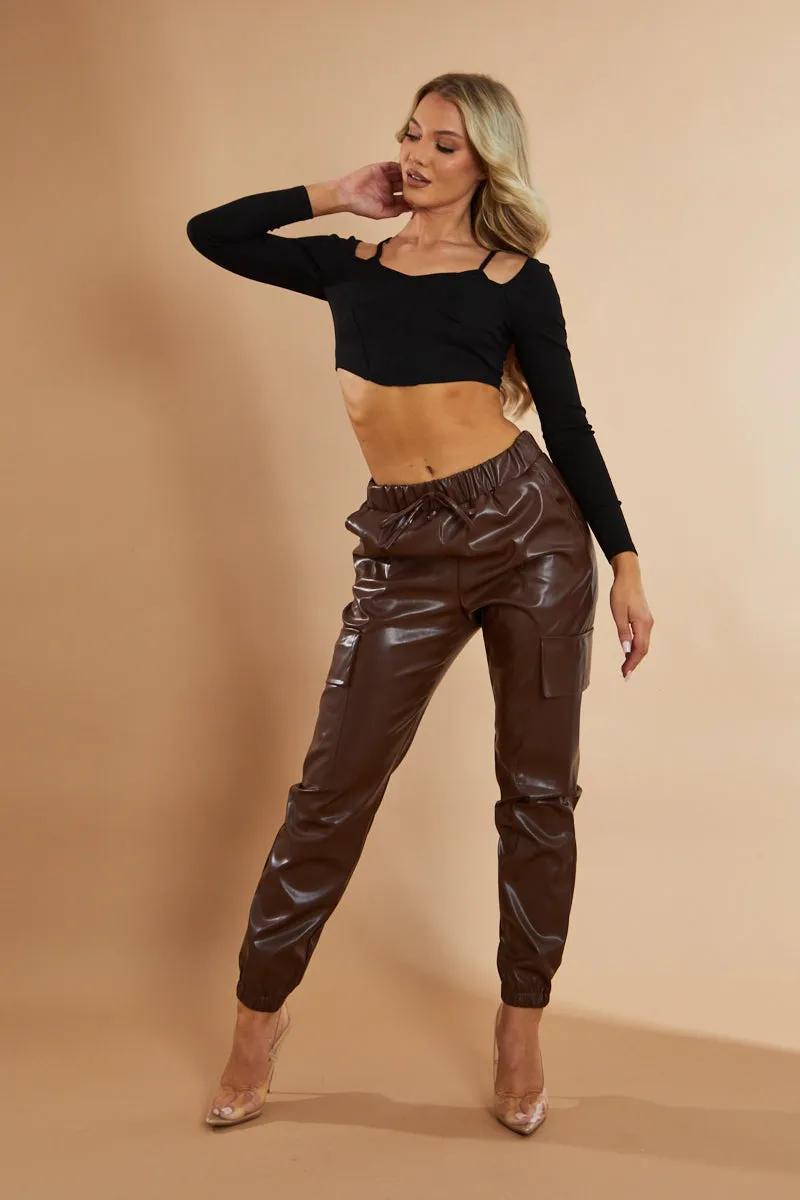 Black Corset Detail Cropped Top - Alina sold by Rebellious Fashion product image thumbnail 4