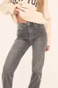 Tall Dark Grey Stretch High Waist Straight Leg Denim Jeans - Rowan sold by Rebellious Fashion