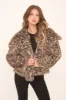 Beige Leopard Print Faux Fur Cropped Coat - Dania sold by Rebellious Fashion