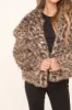 Beige Leopard Print Faux Fur Cropped Coat - Dania sold by Rebellious Fashion
