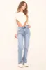 Mid Blue Washed Stretch Mid Waist Straight Leg Frayed Hem Denim Jeans - Venus sold by Rebellious Fashion