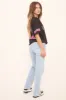 Light Blue Stretch Mid Waist Straight Leg Frayed Hem Denim Jeans - Venus sold by Rebellious Fashion