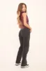 Washed Black Stretch Mid Waist Straight Leg Frayed Hem Denim Jeans - Venus sold by Rebellious Fashion