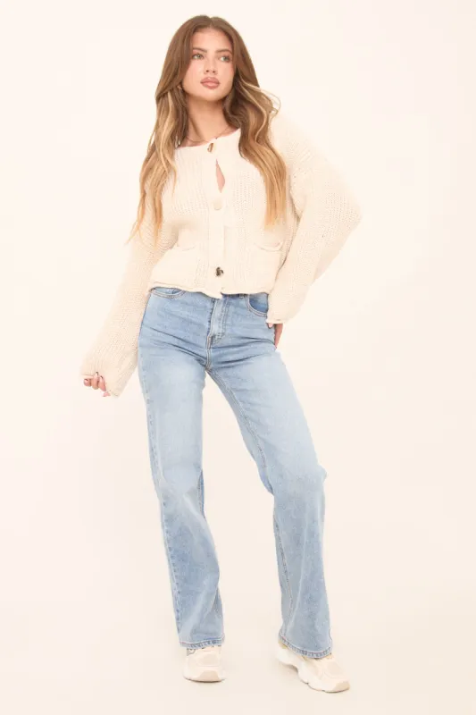 Mid Blue Stretch Mid Waist Straight Leg Denim Jeans - Phoenix sold by Rebellious Fashion