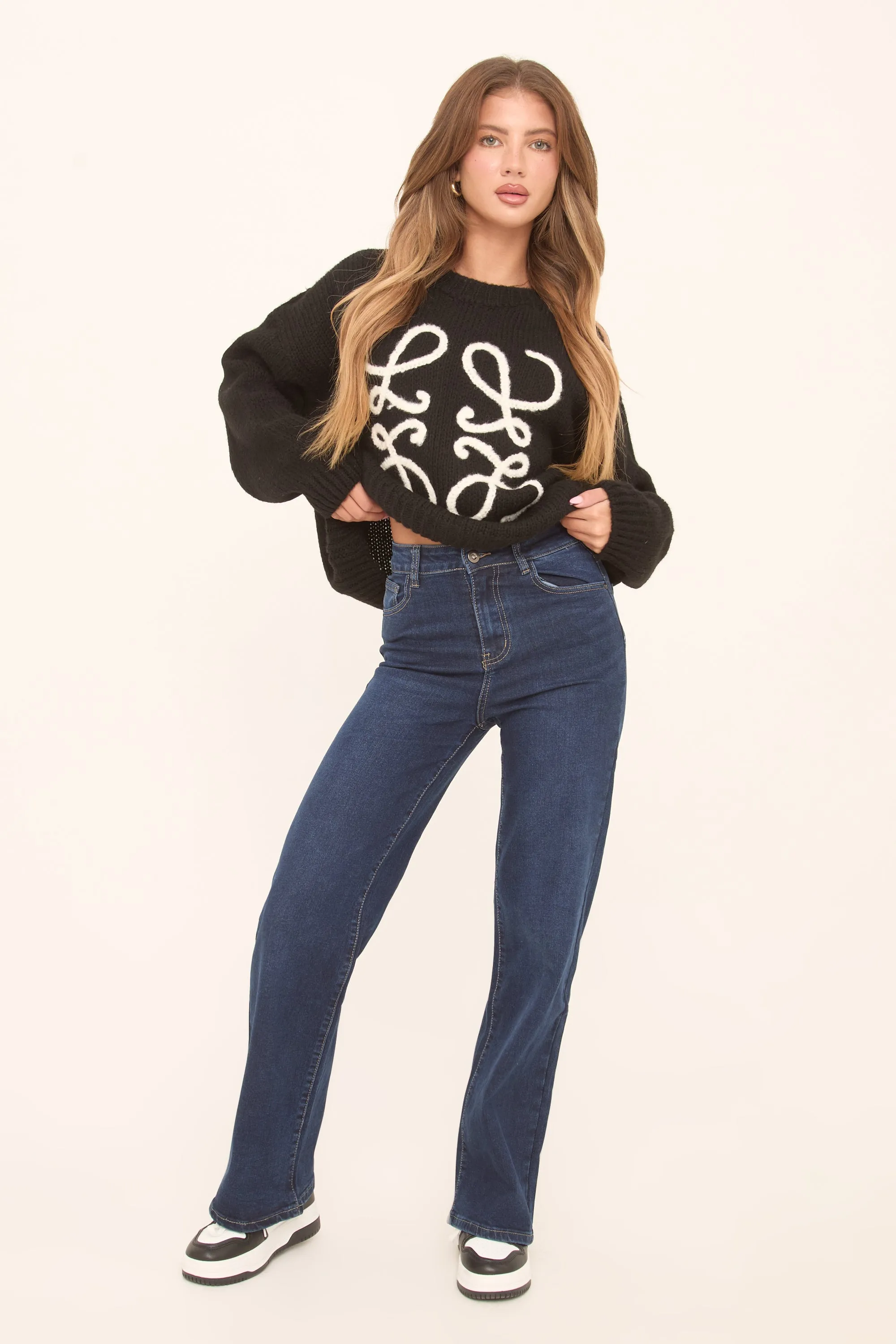 Dark Blue Stretch Wide Leg Denim Jeans - Lajoy sold by Rebellious Fashion product image thumbnail 2