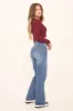 Mid Blue Stretch Wide Leg Denim Jeans - Lajoy sold by Rebellious Fashion