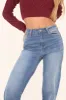 Mid Blue Stretch Wide Leg Denim Jeans - Lajoy sold by Rebellious Fashion