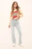 Pale Blue High Waist Kick Flare Frayed Hem Denim Jeans - Aspen sold by Rebellious Fashion