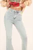 Pale Blue High Waist Kick Flare Frayed Hem Denim Jeans - Aspen sold by Rebellious Fashion