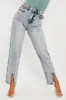 Blue Wash Split Front Straight Jeans - Lilyrose sold by Rebellious Fashion