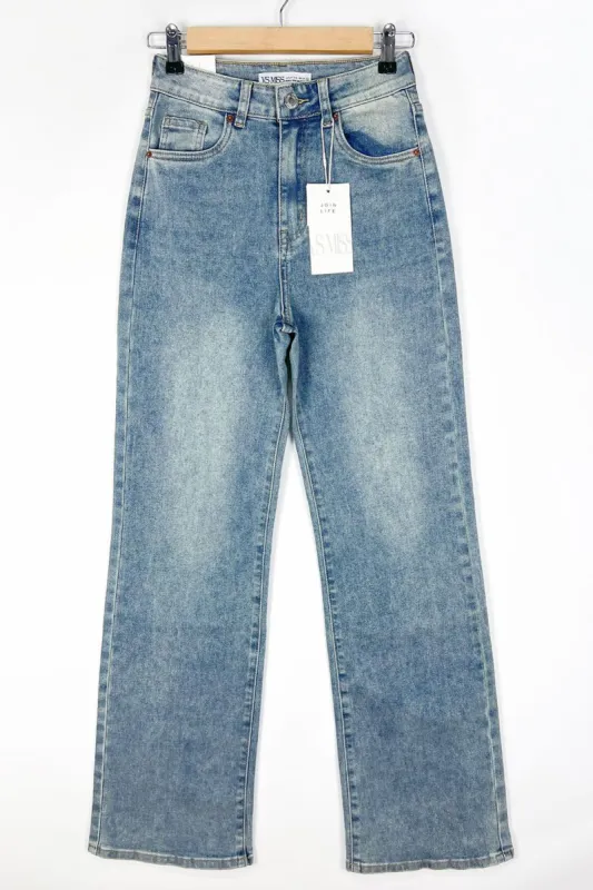Brianna Womenswear Rebellious Fashion Washed Mid Blue Stretch Straight Leg Jeans sold by Rebellious Fashion