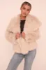 Beige Faux Fur Long Sleeves Cropped Coat - Halo sold by Rebellious Fashion
