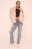 Beige Faux Fur Long Sleeves Cropped Coat - Halo sold by Rebellious Fashion