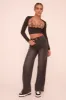 Washed Black Stretch Seam Detail Wide Leg Denim Jeans - Lyra sold by Rebellious Fashion