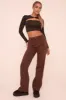 Brown Stretch Mid Waist Straight Leg Denim Jeans - Misha sold by Rebellious Fashion