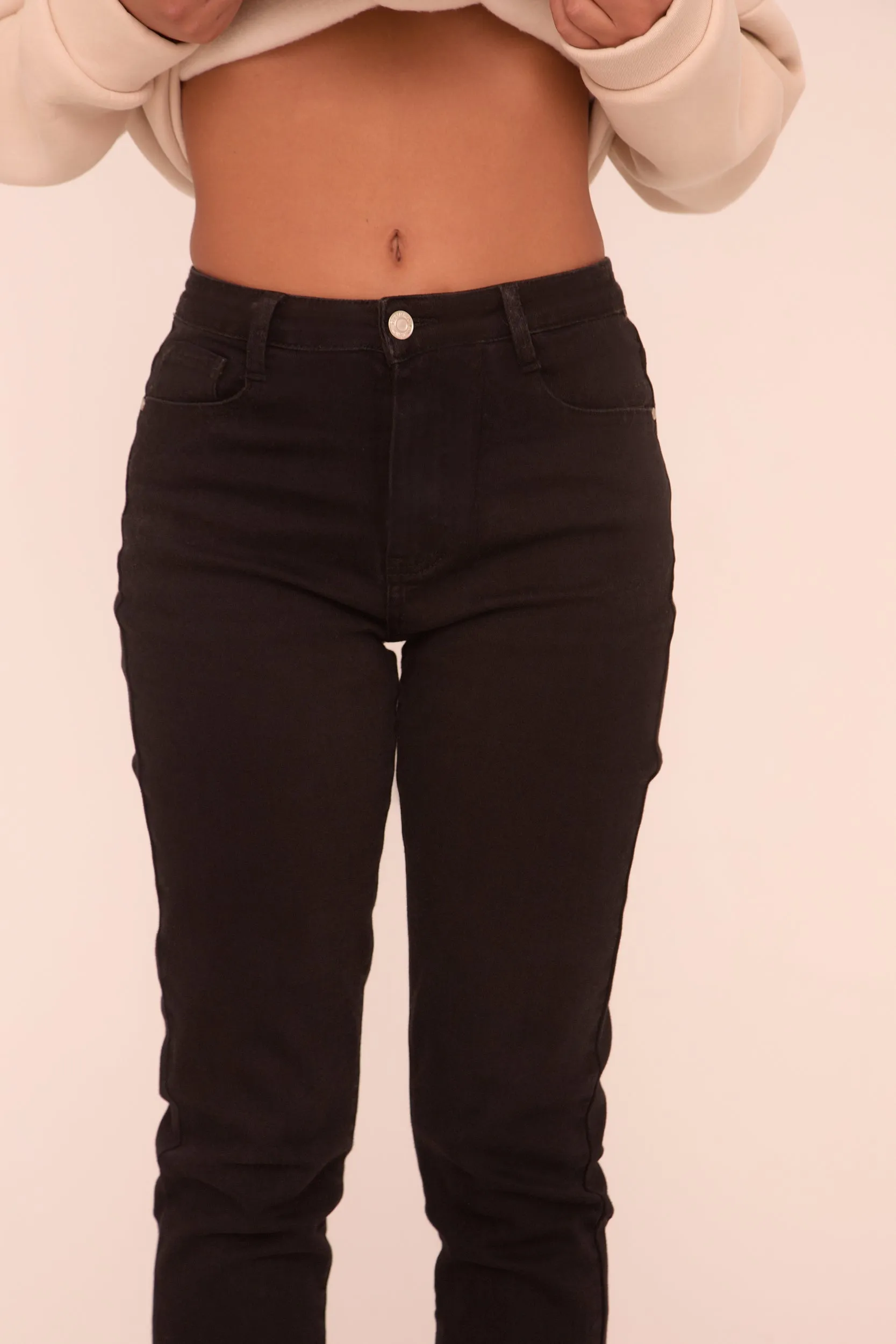 Black High Waist Stretch Turn Up Hem Mom Jeans - Corra sold by Rebellious Fashion product image thumbnail 4