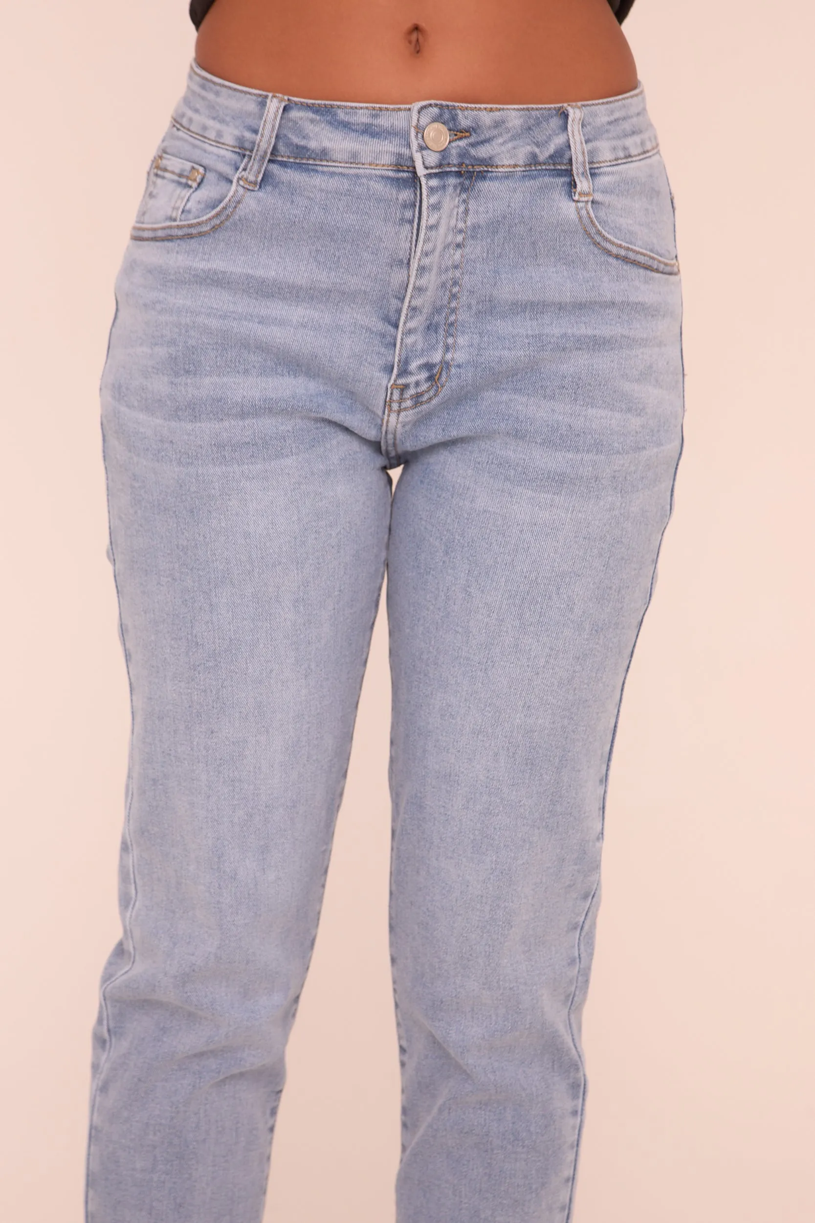 Light Blue Stretch High Waist Turn Up Hem Mom Jeans - Corra sold by Rebellious Fashion product image thumbnail 4