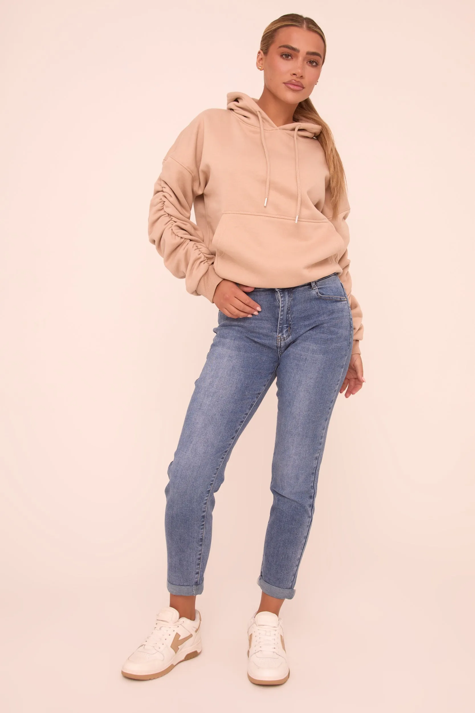 Mid Blue Stretch High Waist Turn Up Hem Mom Jeans - Corra sold by Rebellious Fashion product image thumbnail 2