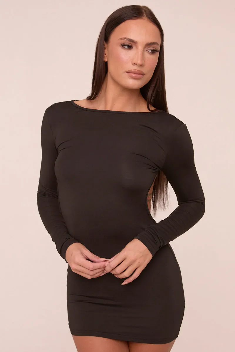 Black Cut Out Back Long Sleeve Long Sleeves Mini Dress - Zivah sold by Rebellious Fashion product image thumbnail 4