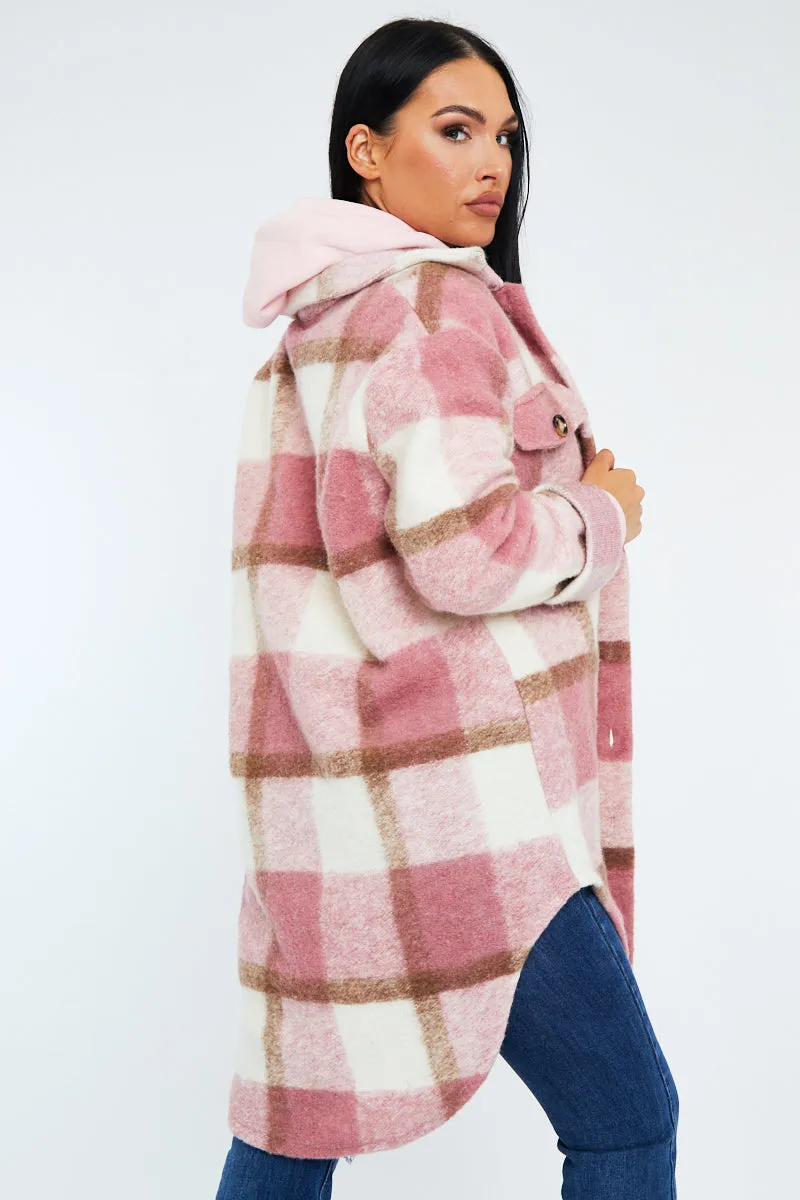 Pink Checked Pocket Front Shacket - Dalani sold by Rebellious Fashion product image thumbnail 3